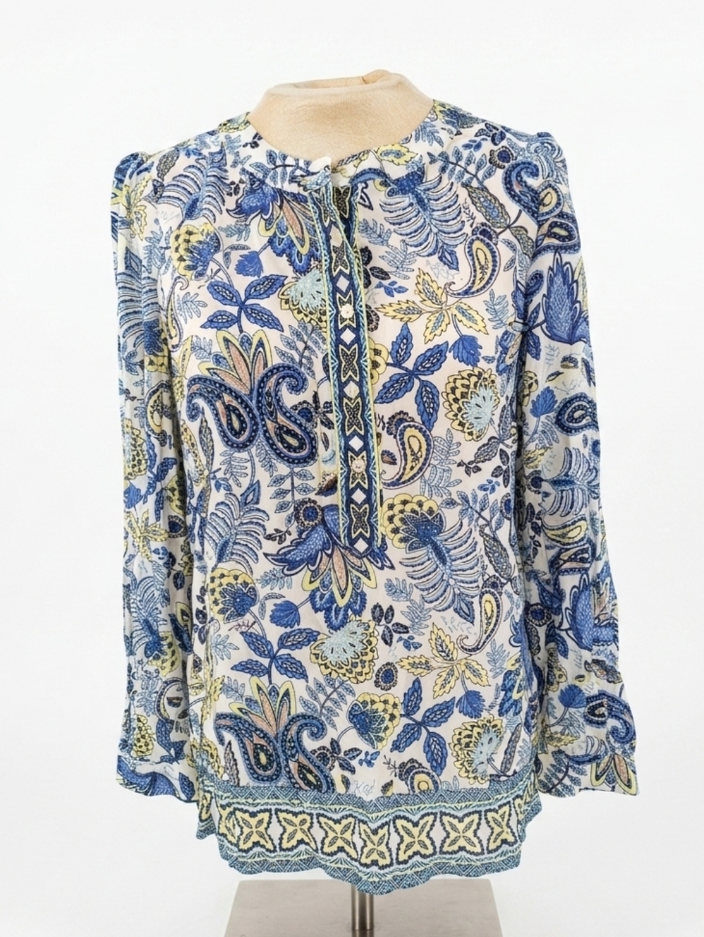 NWT Talbots Floral Paisley Blouse 100% Viscose Size M  Long Sleeve